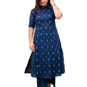 GoSriKi Women Cotton Printed A-Line Ethnic Co-Ord Set | Kurta Pant Set | Kurta Palazzo Set | Stylish Suit Set, Festival