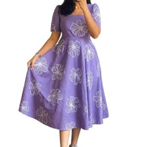 Women's Pure Cotton Maxi Midi Dress Western Dress for Women Elegant Floral Printed Long Dresses | Soft & Breathable Fabric | Casual Trending Dress for Women