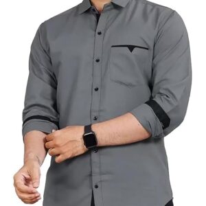 CB-COLEBROOK Men's Regular Fit Solid Soft Touch Cotton Casual Shirt with Pocket Design with Spread Collar & Full Sleeves (
